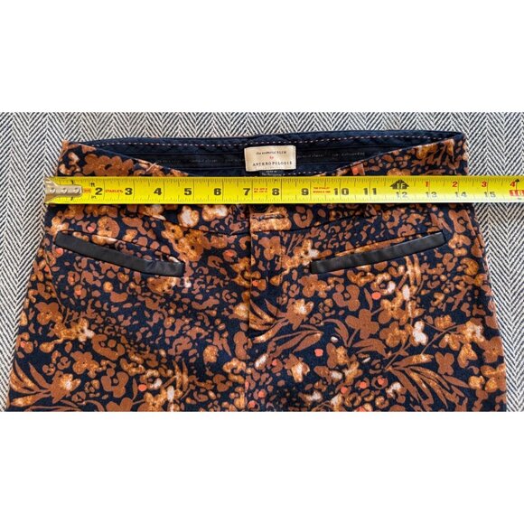 Anthropologie The Essential Slim Pants - Floral Print Size US 4 Navy & Orange Wo - Picture 6 of 8